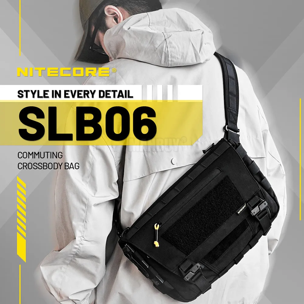 Nitecore SLB06 7L Commuting Crossbody Bag Casual Light Weight Sling Molle System EDC Waist Nylon Fabric City Walk Outdoor Hiking