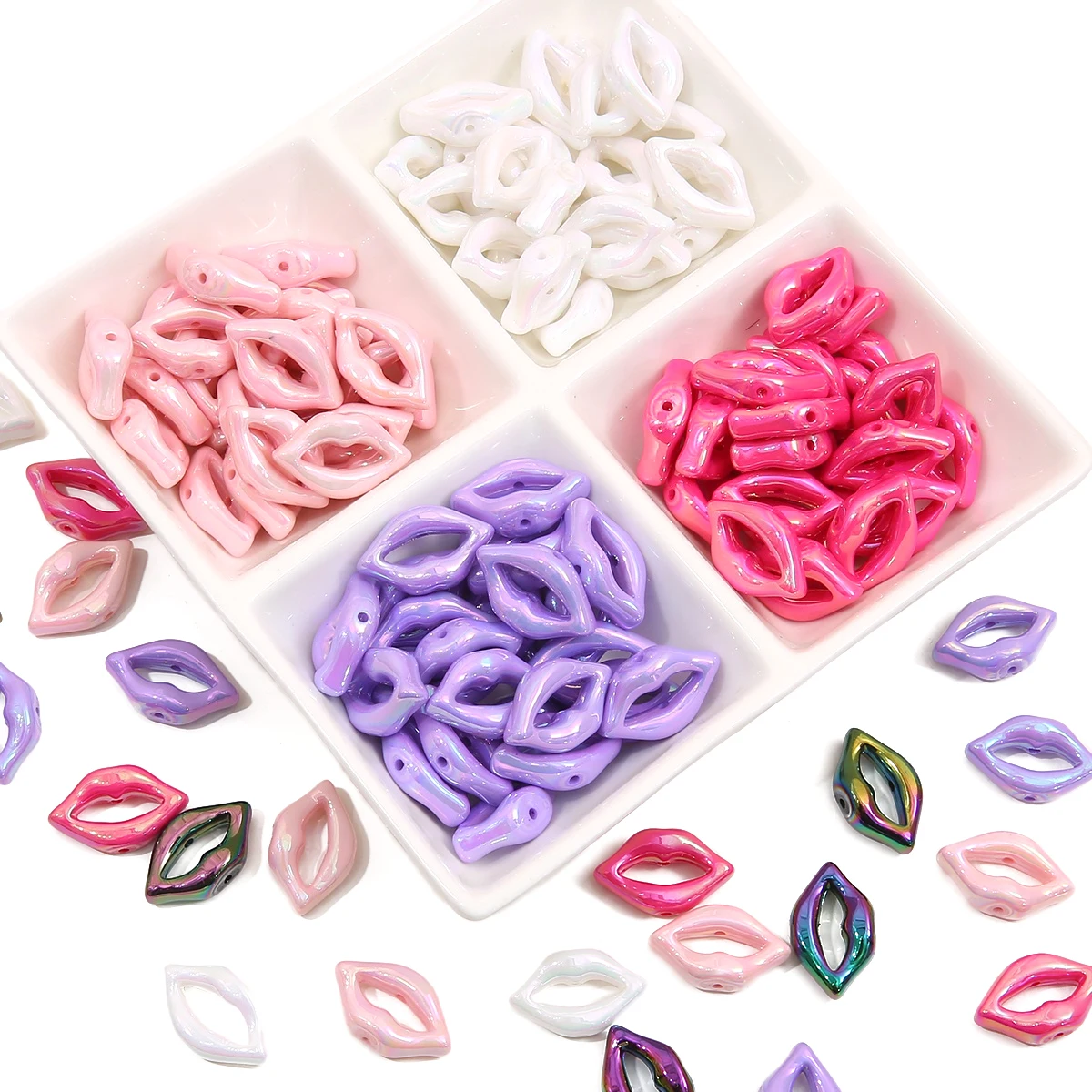 

10pcs Fancy Loose Beads Colorful Acrylic Lip Beads DIY Handmade Necklace for Jewelry Making Craft Accessories