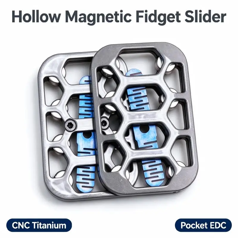 Hollow Metal Fidget Slider Magnetic Push Card Toy pocket fidget EDC Hand Fidget Stress Relief Sensory Toy Gift for Adults