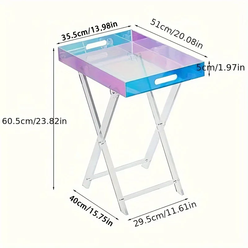 

Folding Acrylic Transparent Coffee Table, Light Luxury Movable Storage Shelf, Durable Portable Table