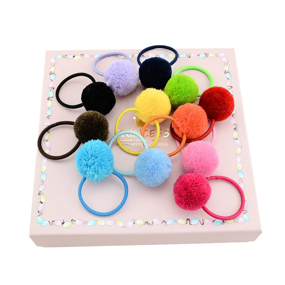 

Girls Pom Pom Ball Hair Ties Fuzzy Pompom Single Ball Elastic Hair Ropes Candy Color Hair Accessories for Baby Toddler 10pcs