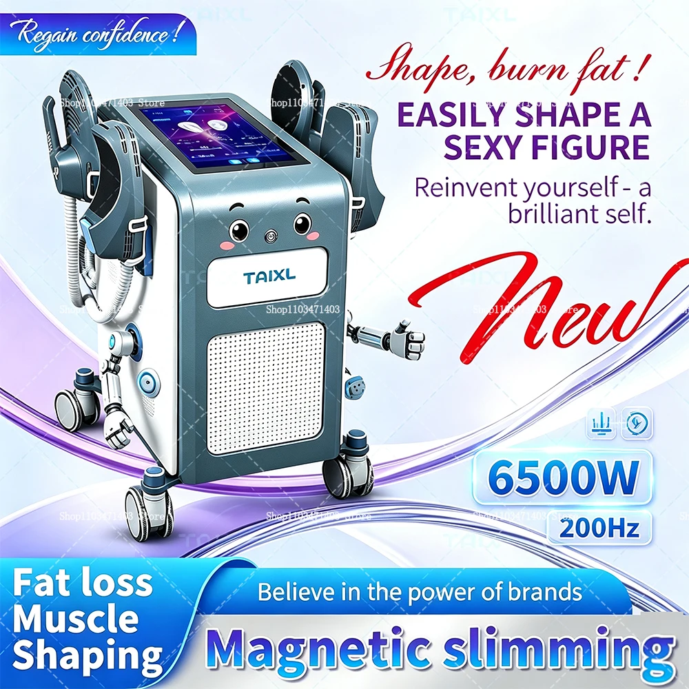 TAIXL Professional 6500W RF EMS Body Slimming Sculpting Machine Hiemt Muscle Building Fat Burning Beauty Salon Equipment