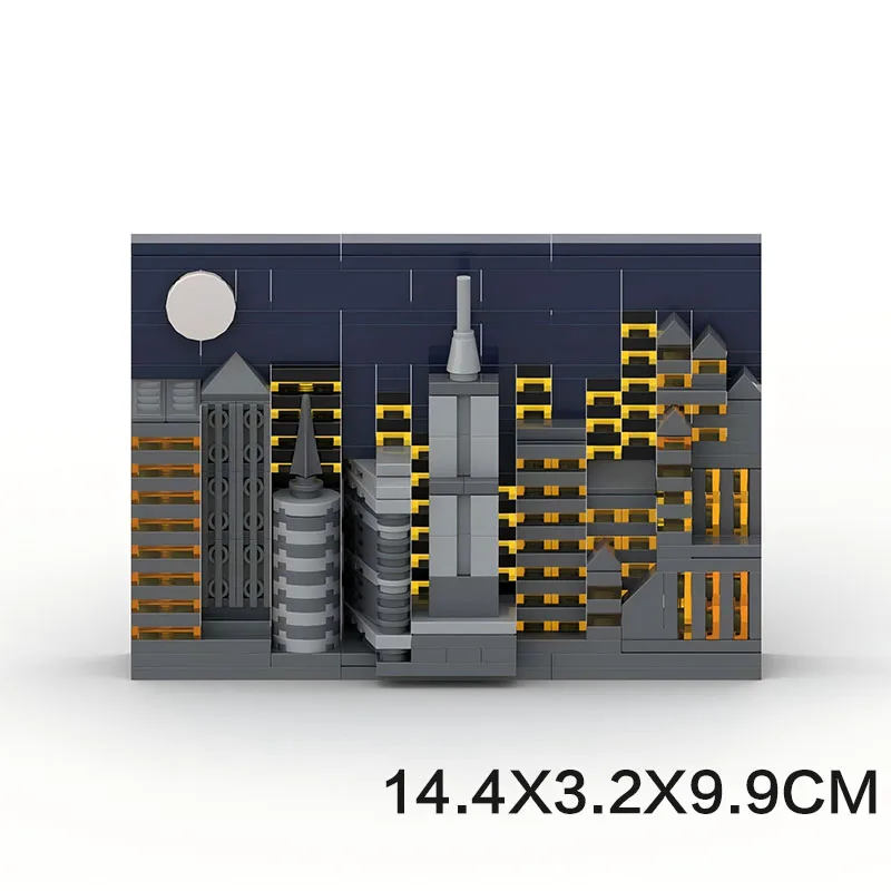 MOC المعمارية عرض الشارع سلسلة النهار والليل المناظر الطبيعية الحضرية أفق اللبنات نموذج DIY بها بنفسك ألعاب أطفال هدية عيد ميلاد
