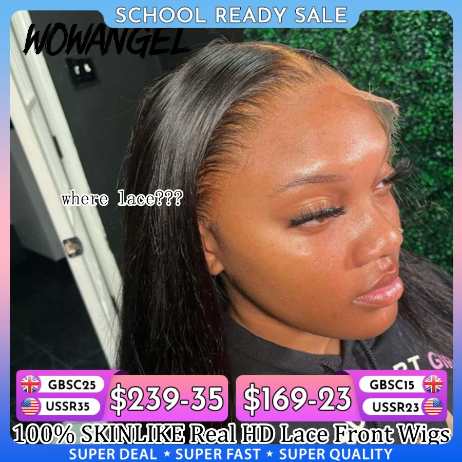 Wow Angel HD Full Frontal Wigs 36inch Straight Melt Skins 13x6 HD Lace Front Perruques de Cheveux Humains Vierge Cheveux Pré Cueillis Sans Colle