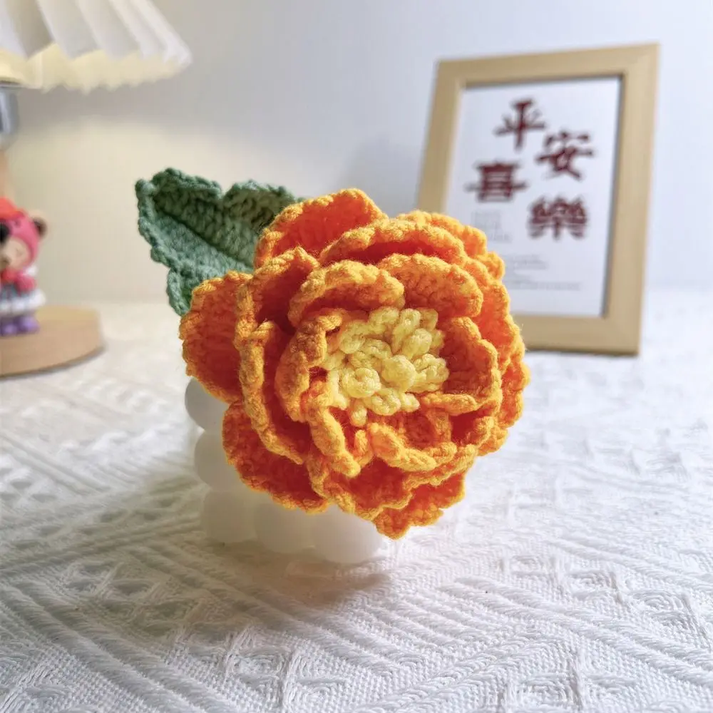 

Handmade Crochet Peony Bouquet Wool Simulation Flower Hand-woven Peony Woven Flowere Gradient Color Artificial Flower