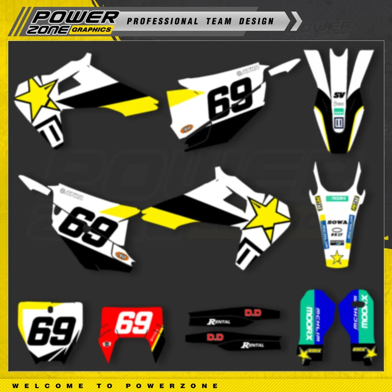 

PowerZone Custom Team мотоциклетные графические наклейки комплект наклеек для Husqvarna Decal 20-23 TE FE 125-450CC 19-22 TC FC TX FX FS 21