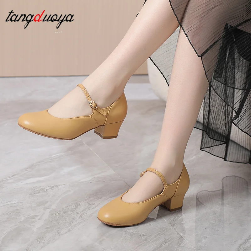 Women Modern Dance Shoes Soft Bottom Tango Dancing Shoes Ballroom Latin Dance Shoes For Women 4CM Closed Toe Waltz Tango Salsa