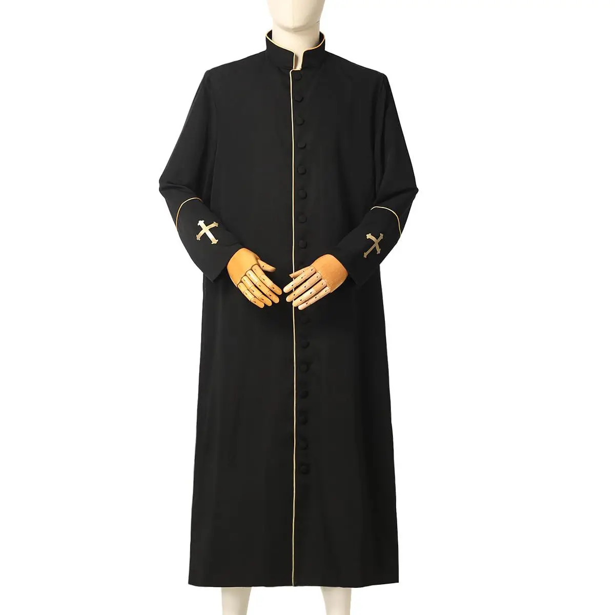 男性用ラペル付きルーズチュニック,純粋な黒のバスローブ,イスラム教徒の祈りの服,新しい