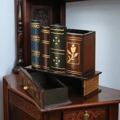 1Pcs Wooden Pen Holder Retro Style European Desktop Storage Box Drawer Multifunctional Pen Container for Home Office Study