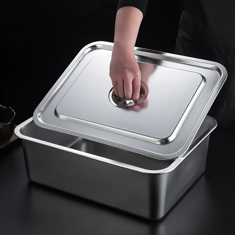 

304 Stainl Steel Flat Bot Square Basin Tray Commercial Restaurant Roast Fi Tray Barbecue Tray Cured Meat Basin