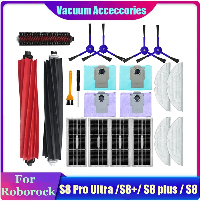 

1Set Replacement Parts Fit For Roborock S8 Pro Ultra Side Brush Filter Mop Choth Dust Bags For Roborock S8/S8+ Vacuum Cleaner