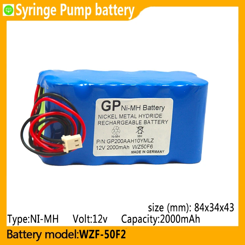 WZF-50F2 capacity 2000mAh 12v NI-MH battery, suitable for Smith WZF-50F2,WZS-50F6,WZ-50F6,WZ-50S,WZ-50F2,TMF6,Syringe Pump