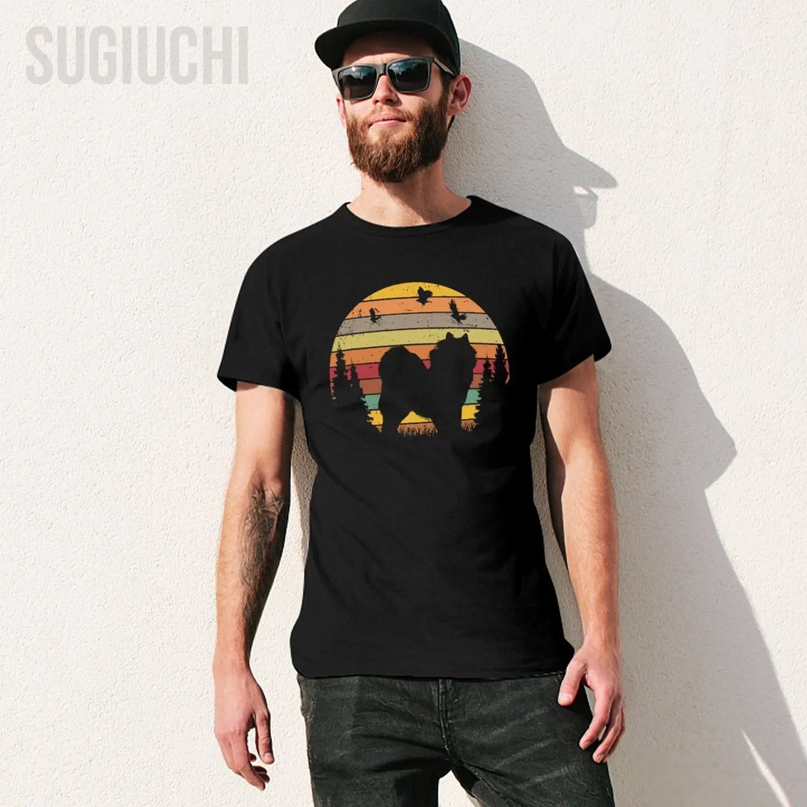 Unisex Men Samoyed Retro Sled Dog Vintage Samoyed Tshirt Tees T Shirts Women Boys 100% Cotton T-Shirt