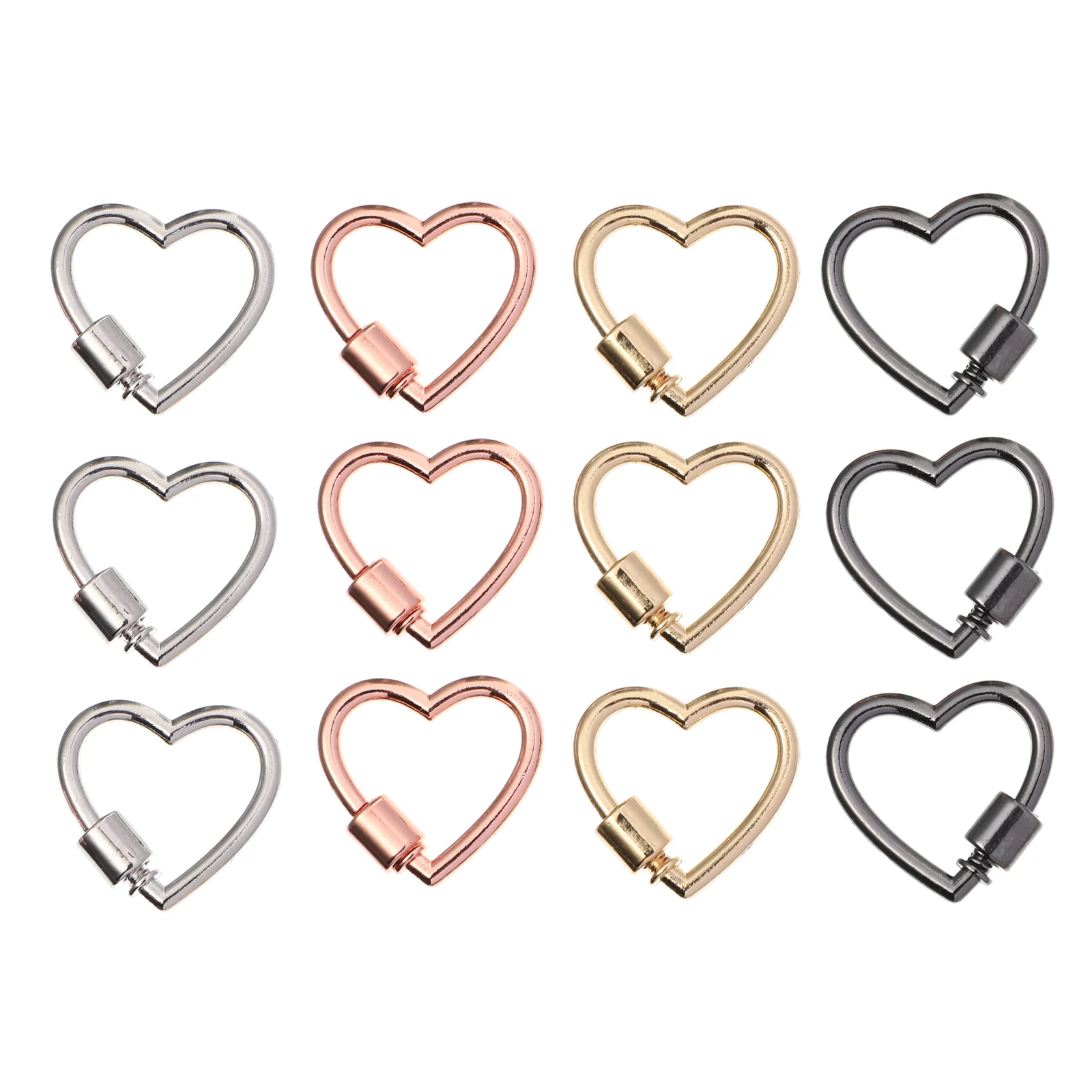 

12 Pcs Love Button Heart-shape Rings Loop for Keychain Holder Supplies Alloy DIY Car Keychains Pendants