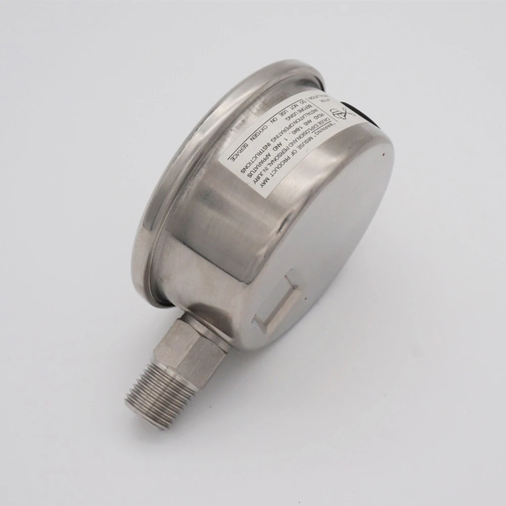 0–40 Bar, 600 PSI, 1/4 Zoll NPT-Stecker, 60 mm Außendurchmesser, Zifferblatt, PSI-Display, Manometer, SUS 304 Edelstahl, N2, Dampf, pneumatisch, Homebrew – Detail 1