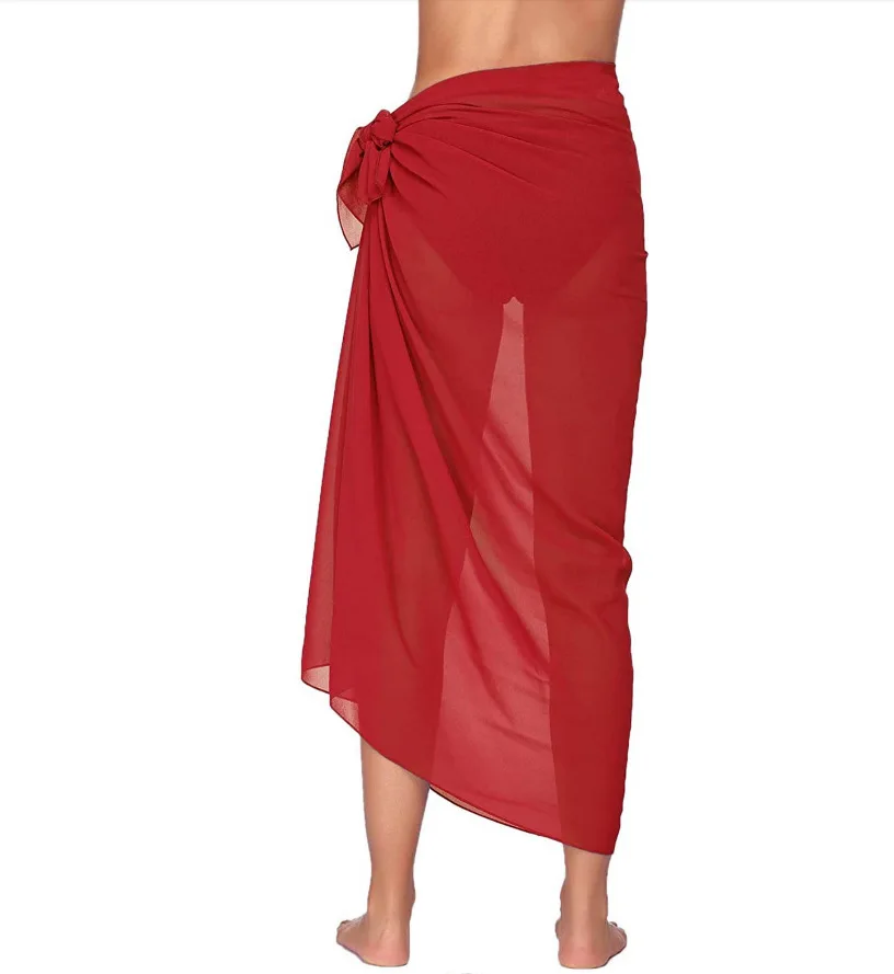 Damen Strand Langer Rock Chiffon Badeanzug Coverups Sommer Bikini Wrap Transparenter Schal für Bademode Cover Ups Sexy Bikini Wickelschals – Detail 4