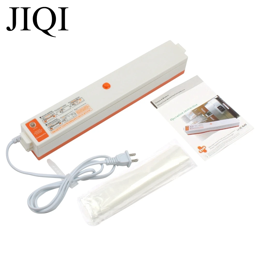 

JIQI Full-automatic Food Vacuum Sealer Packing Machine Household Film Sealer EU US Plug 10pcs Vacuum Bags Provided 220V 110V