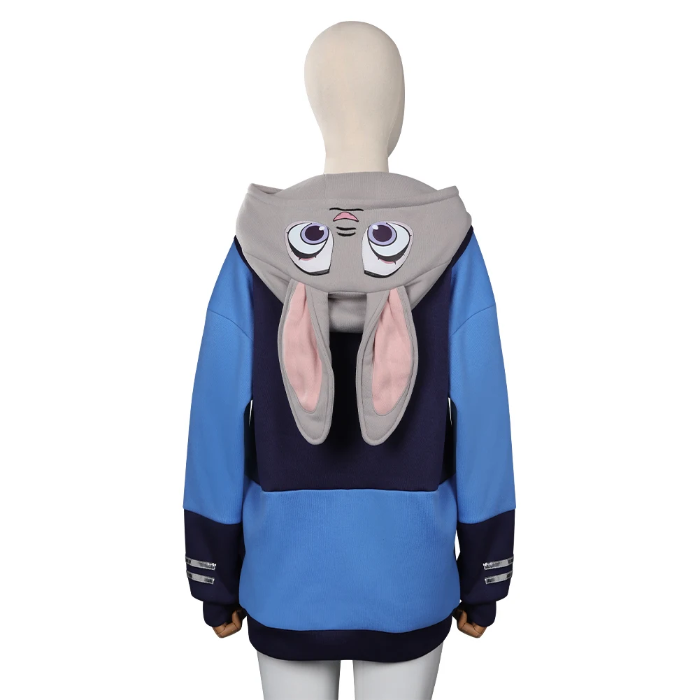 Judy Hopps Cosplay Zoo Rabbits Fantasy Costume Disguise for Adult Women Hoodie Animals Coat Sweatshirt Halloween Carnival Suit