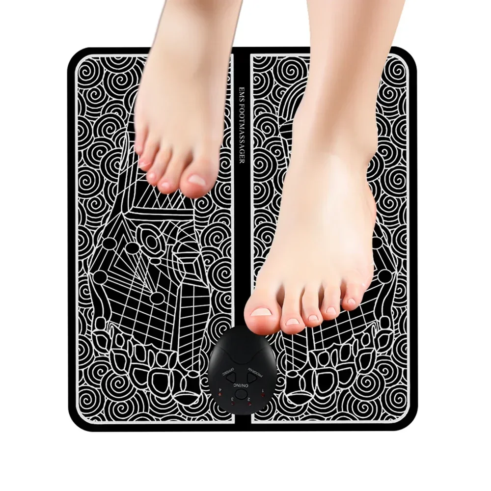 

Muscle Stimulator Foot Cushion Foldable Foot Massager Mat Remote Electric EMS Foot Massager Pad 6 Modes 10 Levels for Man Woman