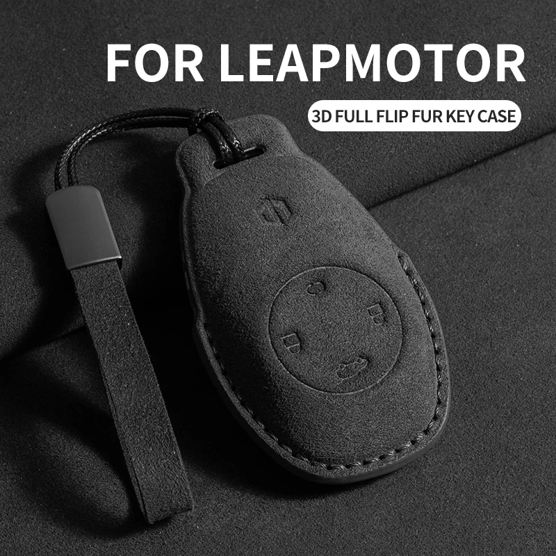 

Leather Car Key Case Cover for Leapmotor Leap T03 S01 C11 for 2023 Leapmotor C01 T03 S01 C11 Leap Motor Holder Key Fob Keychain