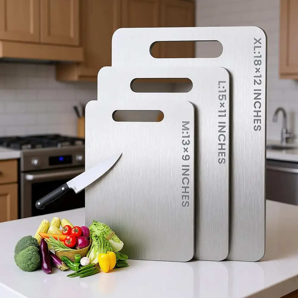 

15x11 Inch Pure Titanium Chopping Board - Non-Slip, Dishwasher Safe, Scratch Resistant, Easy Clean, Durable & Hygienic