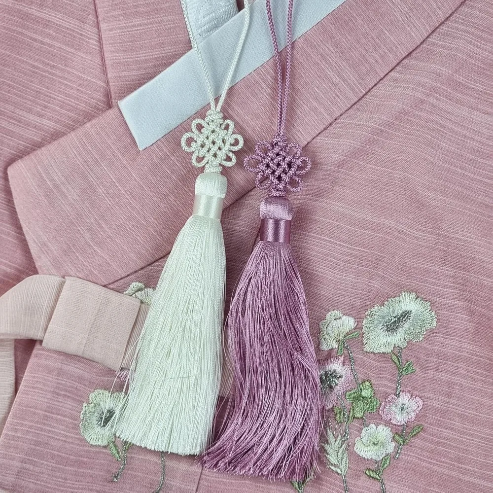 Mini Korean Silk Knot Norigae Set - 2 Pack Traditional Tassel Charms in 12 Colors - Decorative Hanbok Accessories - view 2