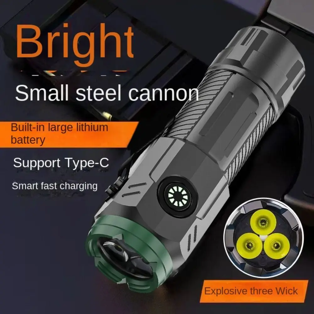 Mini Super Bright Flashlight Three Eyes Waterproof Small Torch Spotlight Explosive Flash Hat Clip Light Camping