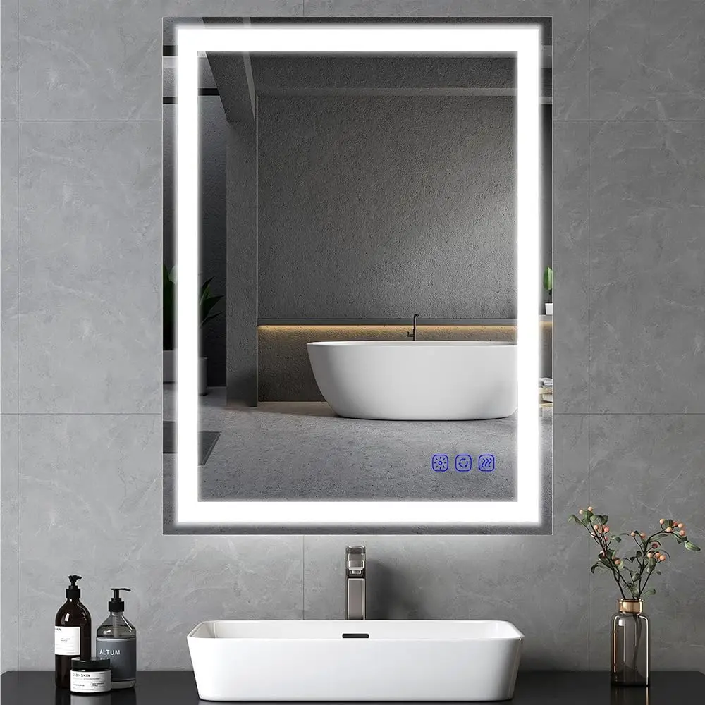 

Светодиодное зеркало для ванной комнаты с подсветкой 36 "X 24" Умное настенное светодиодное зеркало с подсветкой Зеркало для ванной комнаты с регулируемой яркостью, сенсорное