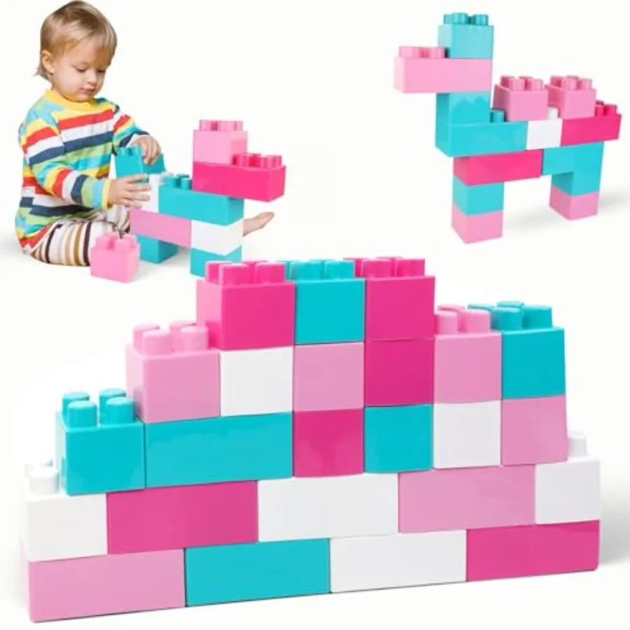 

24 PCS Giant Blocks for Toddlers Plastic Large Building Blocks Set in Pastel Colors Creative Play Stacking Bricks for