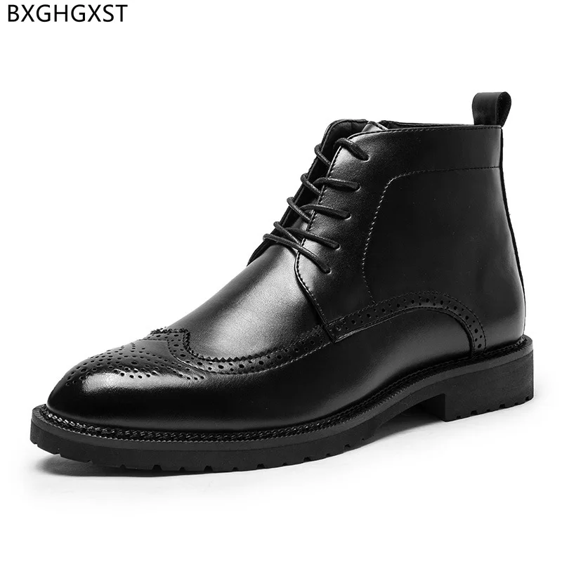 

Brown Ankle Boots for Men Male Leather Boots Men Dress Shoes Black Boots for Man 2024 Stivali Outdoor Shoes Man Chaussure Homme