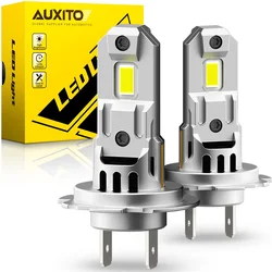 AUXITO 2Pcs H7 Turbo LED Lights 12V Mini Car Head Lamp 7035 SMD Wireless H7 LED Automotive Headlight Bulbs 18000Lm 6500K White