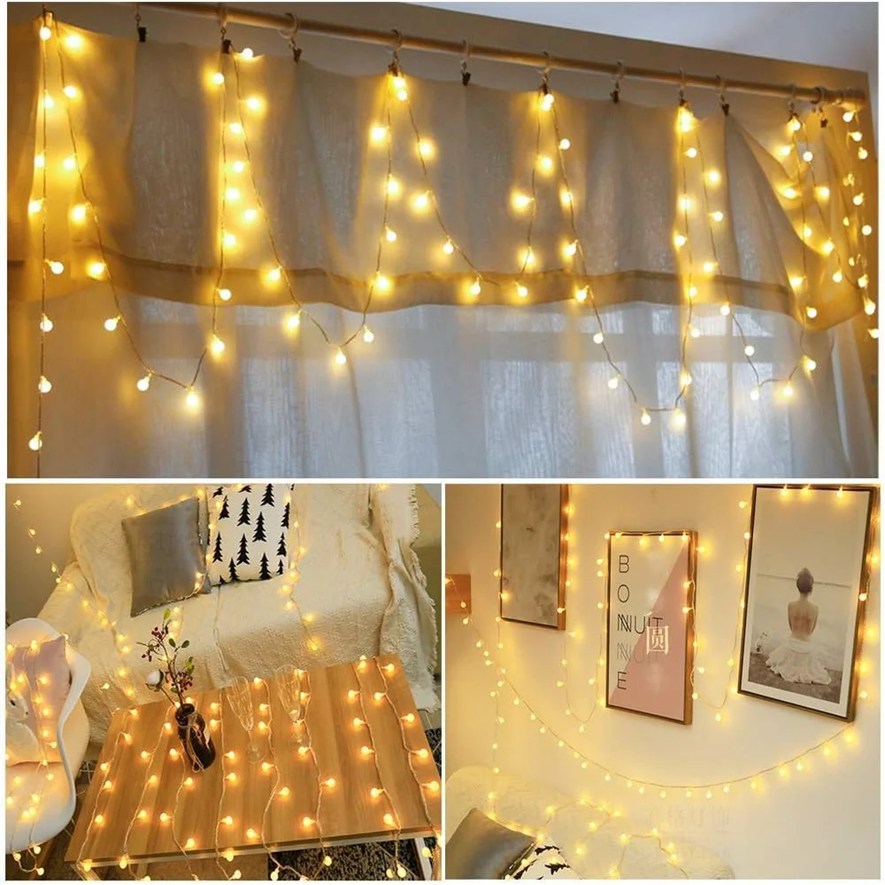 Impermeável Globo String Lights, Bateria ou USB operado, Fairy Lights, Remoto, Interior, Exterior, Quarto, Festa, Casamento, 480