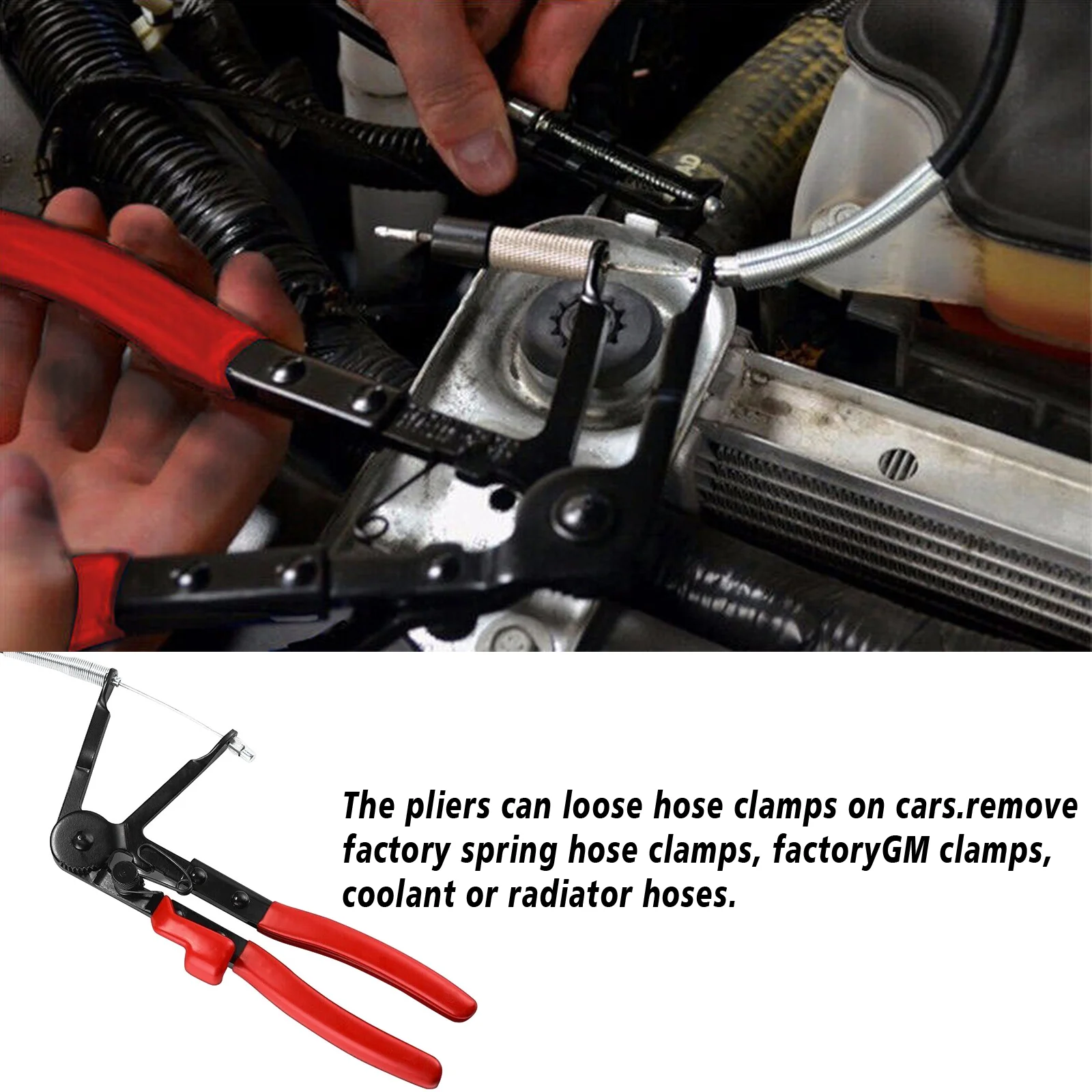 Car Radiator Hose Clamp Pliers Tool Clamp Tight Wire Tool with 24 Inches Cable Hose Clamp Removal Tool and Ring Clamp Pliers