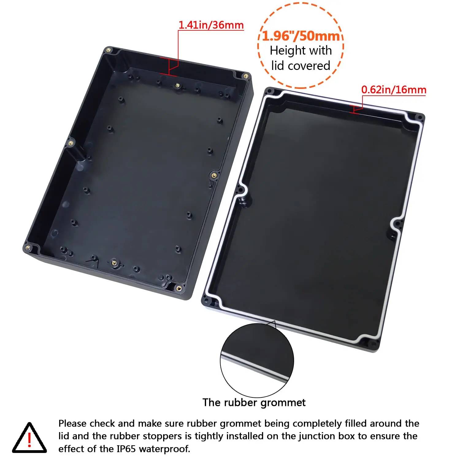 Electrical Box ABS Plastic Project Box Waterproof Junction Box Project Case Universal Enclosure Electronics Black 263x182x60mm