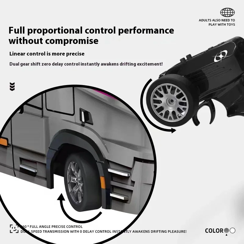 Caminhão semi-reboque de controle remoto mini 4wd giroscópio embutido proporção completa com som leve carro elétrico brinquedos meninos presentes