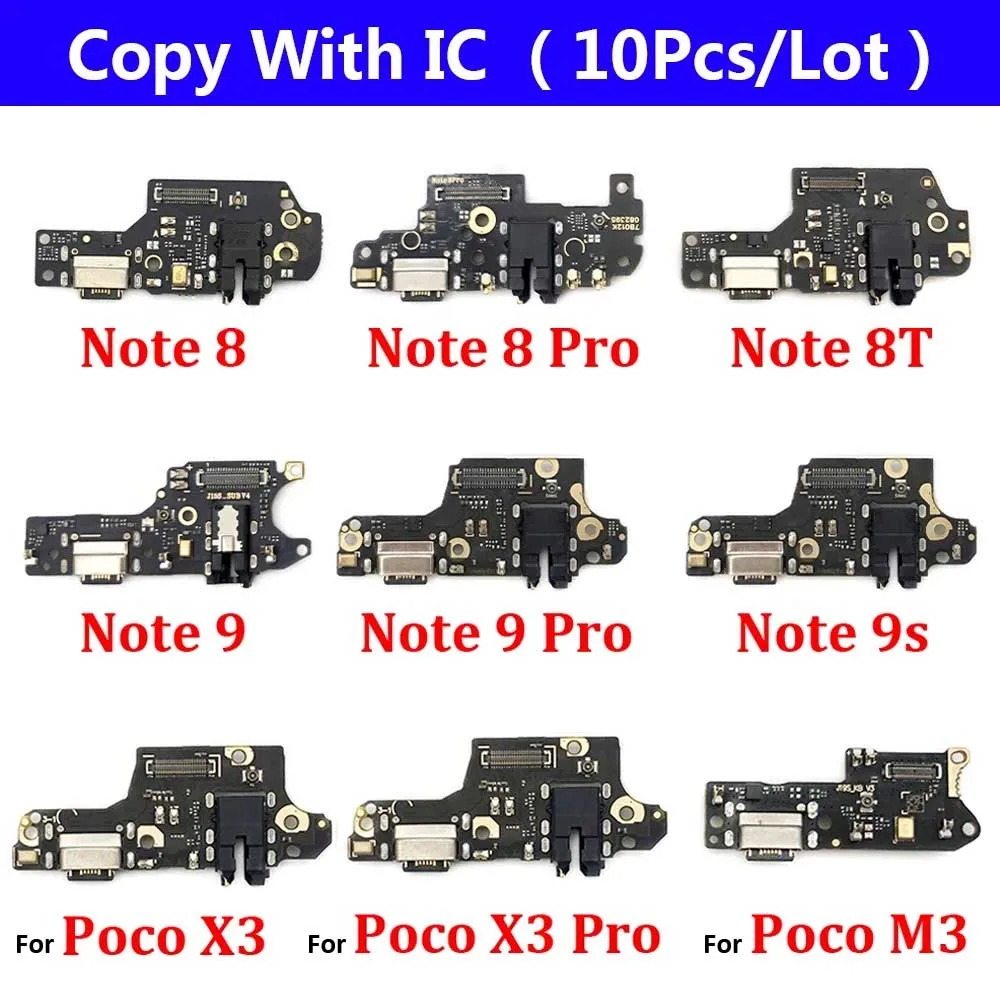 10Pcs USB Charge Port Dock Connector Charging Board Flex Cable For Xiaomi Poco X3 Pro M3 Redmi Note 7 8 8T 9S 9 10 10s Pro 9C 9A