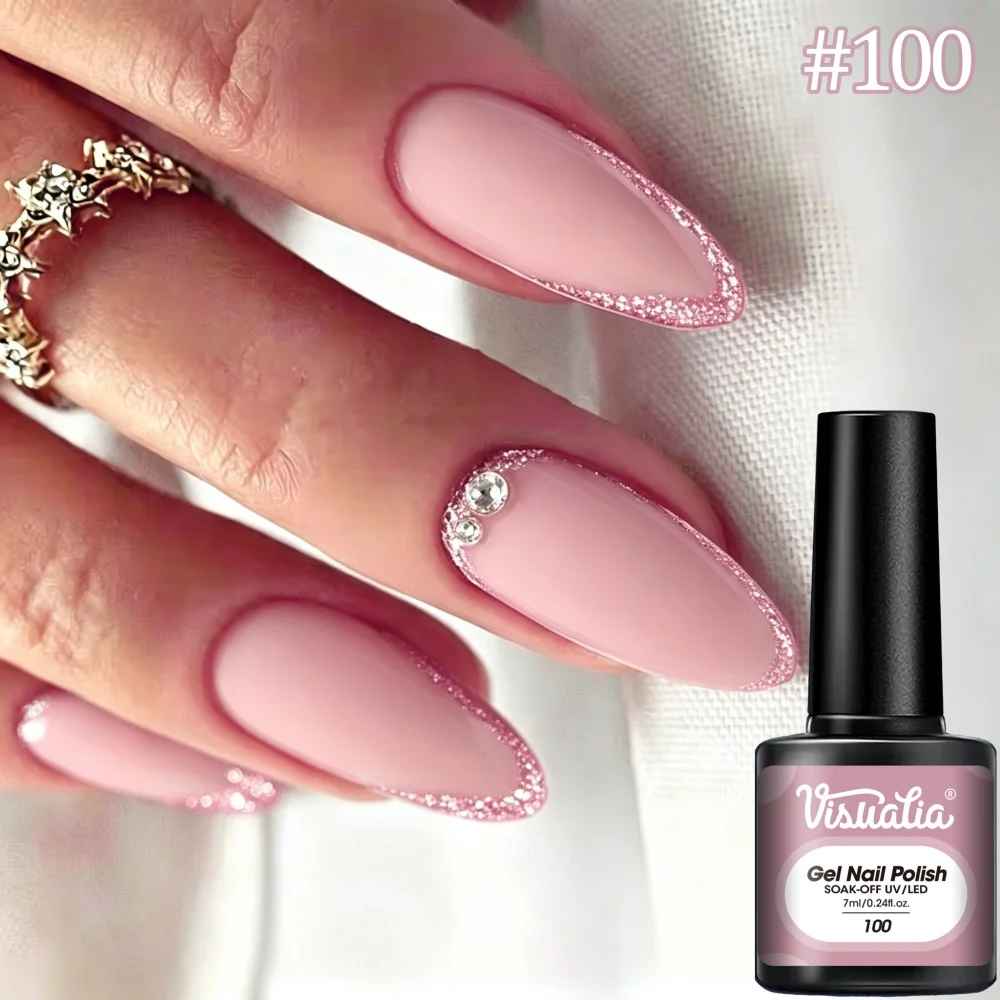 Visuatia 7ml Nude Gray Solid Color Phototherapy Gel, UV-LED Nail Gel. Popular nude tones, sophisticated gray tones, gentle and durable. Apply a single coat to create a clean and simple nail surface, or use it as a base color for nail art. The finish is smooth, glossy, and translucent, suitable for various occasions such as holidays, work, and dates.