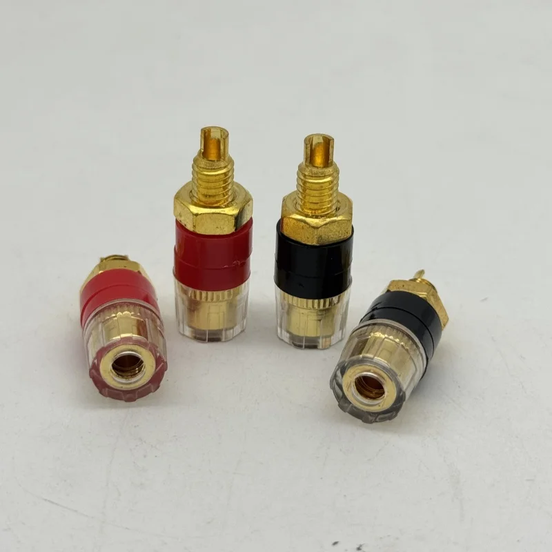100PCS 4mm Gold Plated Speaker Amplifier Binding Posts Brass Terminal Connector With Transparent Shell Banana Plug Socket