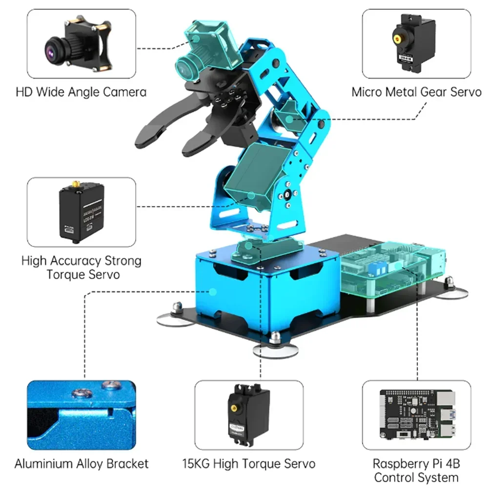 Hiwonder ArmPi mini 4DOF Vision Robotic Arm Powered by Raspberry Pi Support Python, OpenCV Target Tracking for Beginners