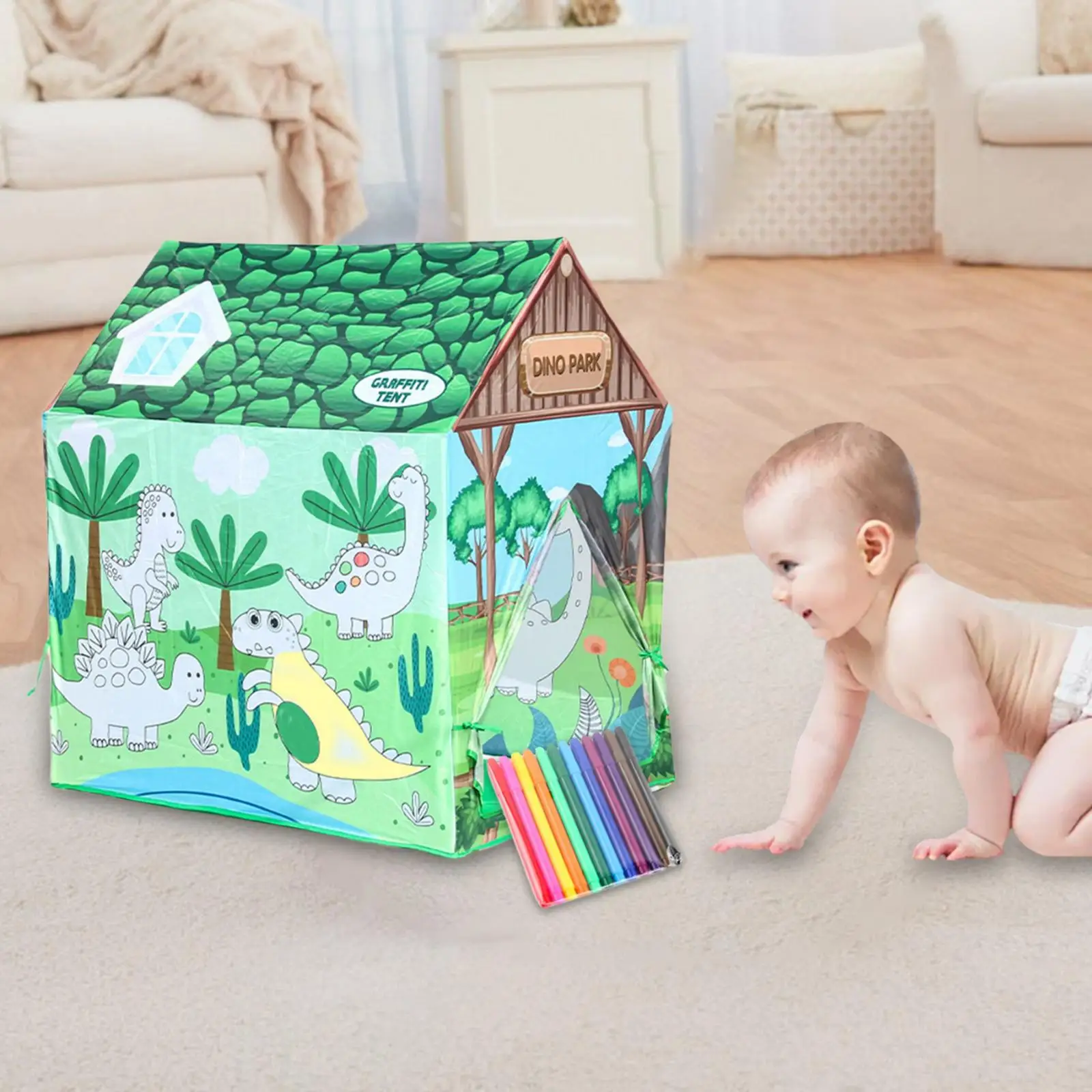 

Foldable Tent Playhouse Doodle Repeatedly Decoration Toy Tent DIY Portable Game Tent Doodle Tent for Children Girls