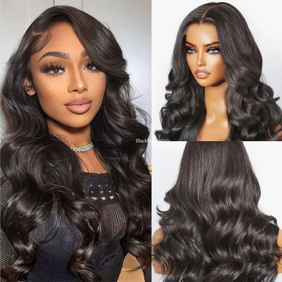

Black Body Wave 5x5 Silk Base Jewish Human Hair Extensions Glueless Soft with Baby Hair HD Lace European Hair Preplucked