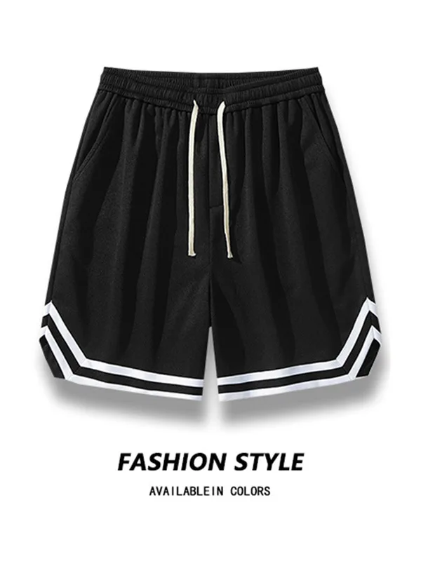 

Men's Spor Ice Silk Me Running orts Five-Quarter Loose Fit Polyester Fiber Pure Color mid Waist ket Detail orts