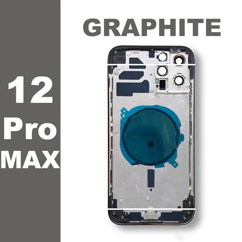 For Iphone 12 Pro Max 12Pro Housing Cover Battery Door Rear Chassis Middl Frame With Back Glass + Side Buttons + Sim Chuck