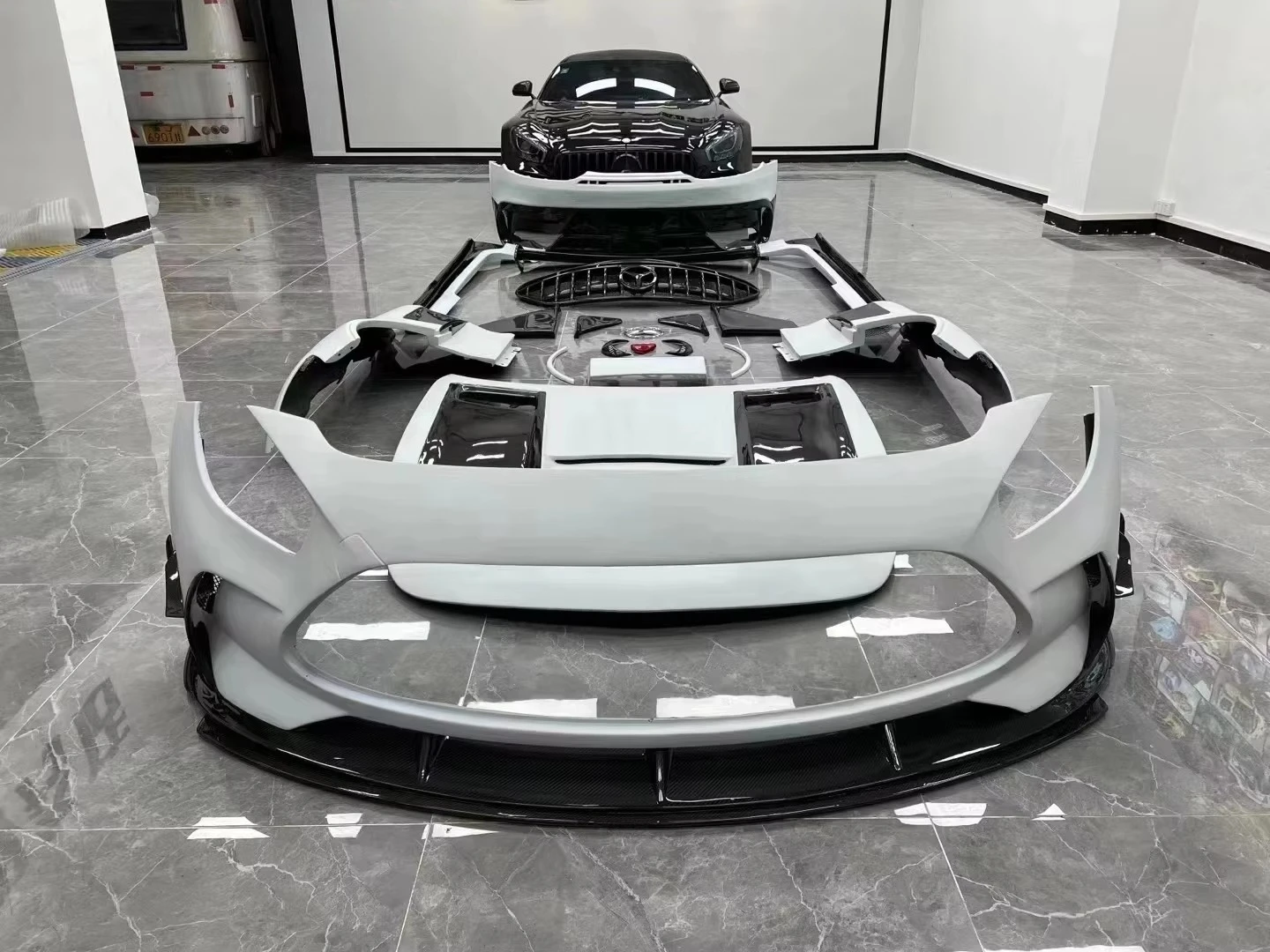 Top Ranking Auto Parts for  AMG GTS Upgrade Black Series Half Carbon Fiber Body Kit Car Bumper Hood Spoiler
