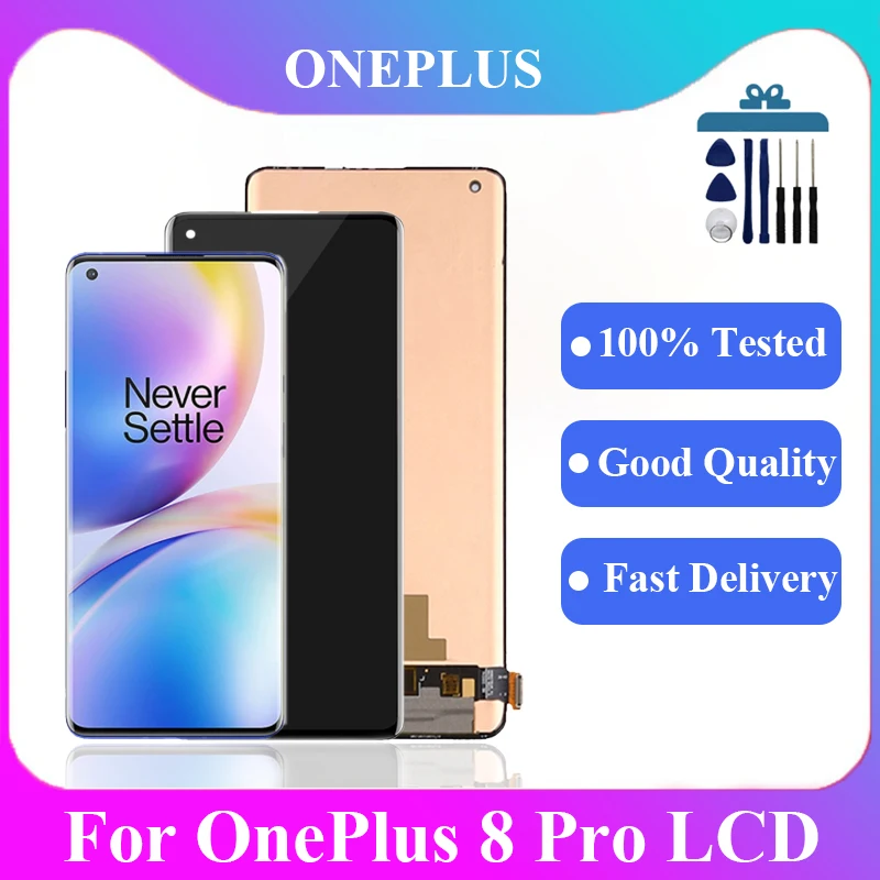 Original Amoled For OnePlus 8 Pro LCD Display Screen Touch Panel Digiziter Assembly 1+8 Pro LCD IN2023, IN2020, IN2021 Display