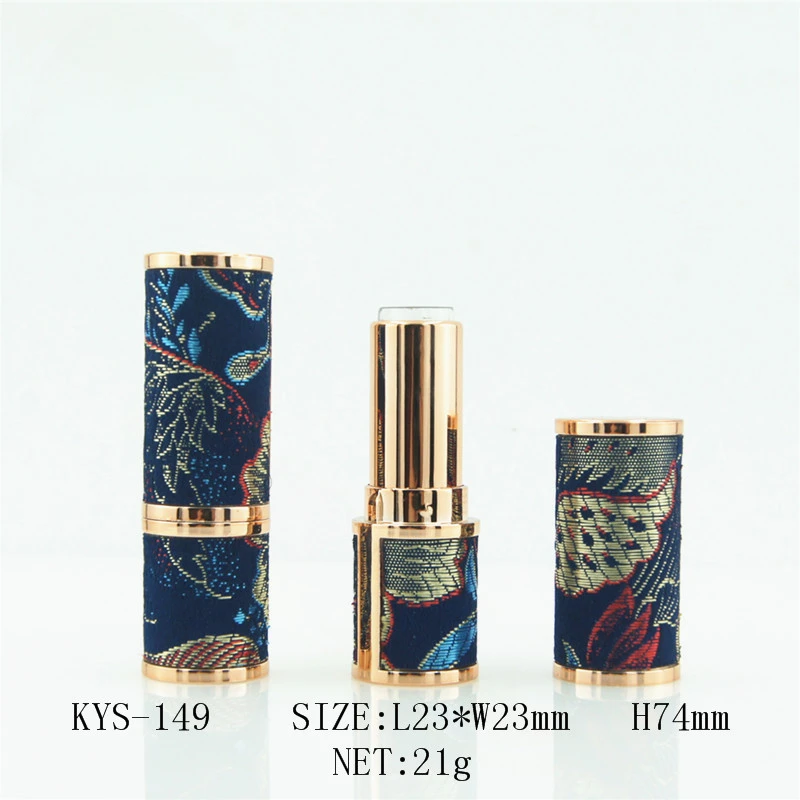 1pc DIY Lipstick Tube Handmade Chinese style satin Embroidery Pressing Round Lipstick Tube Empty Refillable Lipstick Empty Tube