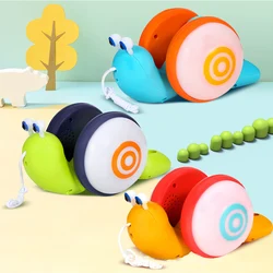 NEW Pull String Cartoon Snail Car toy Baby Learn to Crawl and Pull Toy with Light and Music Early Education Toys for Children