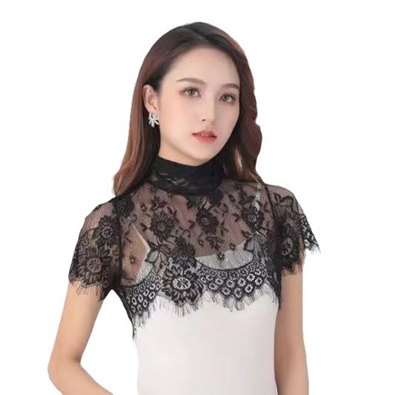 المرأة وشاح الدانتيل الدانتيل شال أبيض أسود بلوزة الكتفين وشاح وهمية طوق الرأس ربيع الخريف