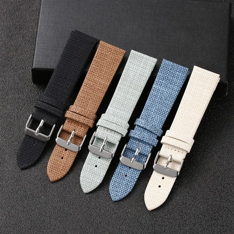 *high qualit*Nylon Canvas Soft Slim Leather Watch Strap For Women And Men Colorful Macarone Denim Watchband Accessories Bracelet