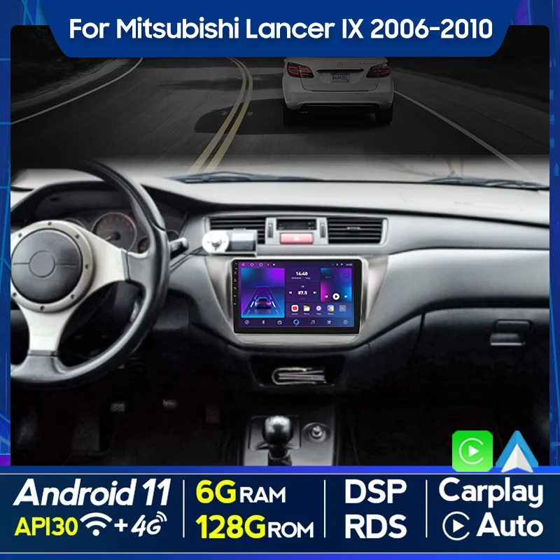 QSZN For Mitsubishi Lancer IX 2006-2010 2 din Android 12.0 Car Radio Multimedia Video Player GPS Navigation 4G Carplay head unit